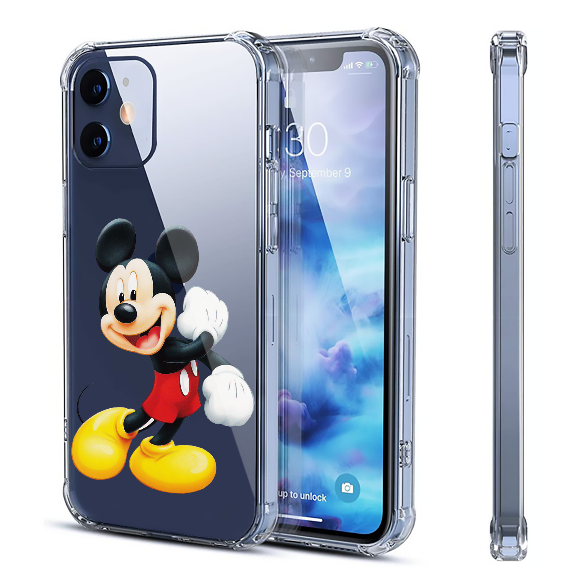 （画像用） ミッキーマウス Mickey Mouse 【iPhone 12シリーズ対応】透明スマホケース（クリアソフトケース）